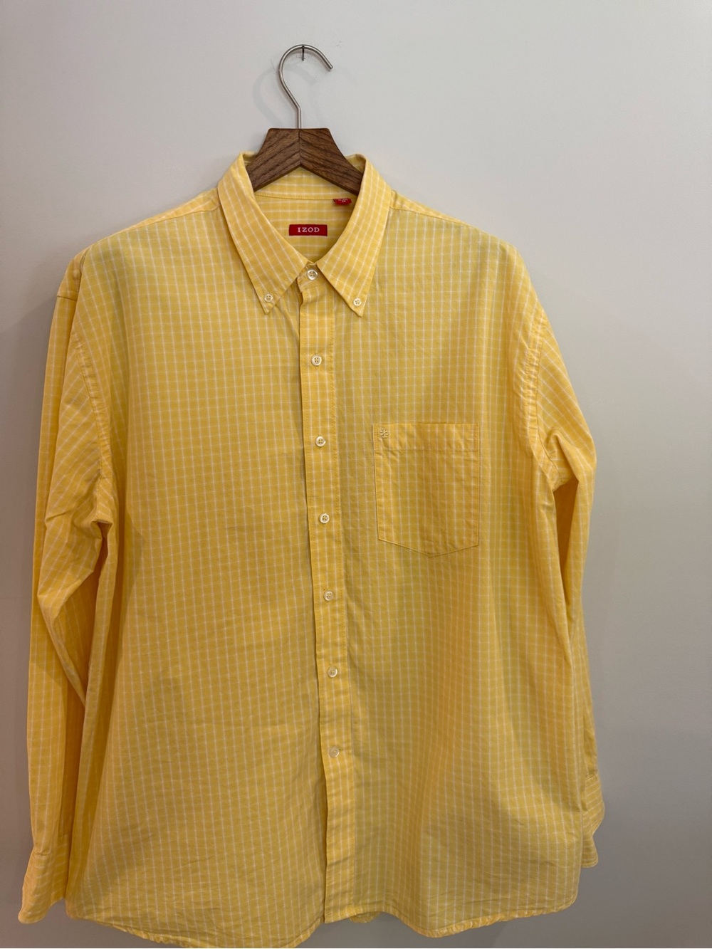 IZOD Yellow Micro-Check Button Down – XL - Picture 4 of 11